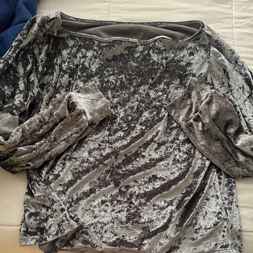 Buff Bunny Crushed Velvet Long Sleeve Top - Gray